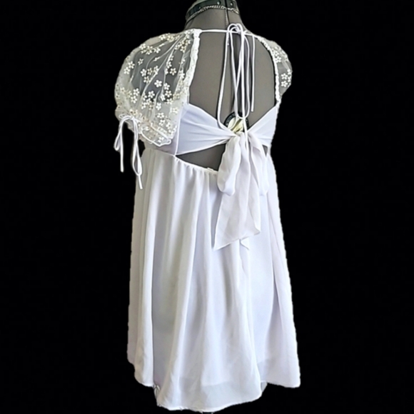 Floral Bubble Sleeve Babydoll Dress - Picture 3 of 4